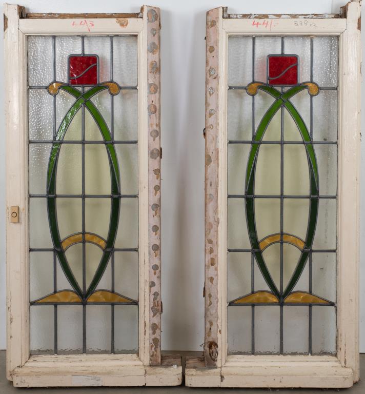 Pr. of Art Nouveau Leaded Stained Glass Windows (1 of 6)