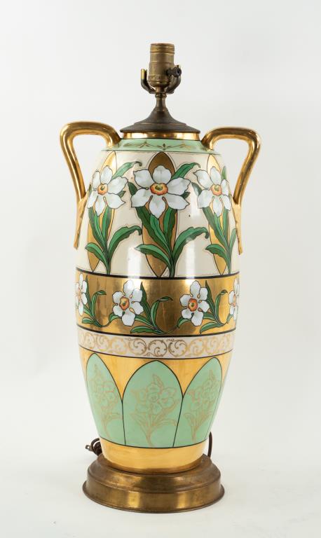 Large Art Nouveau Porcelain Vase / Lamp (1 of 6)