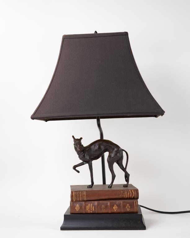 Patinated Figural Whippet Accent Lamp (1 of 7)