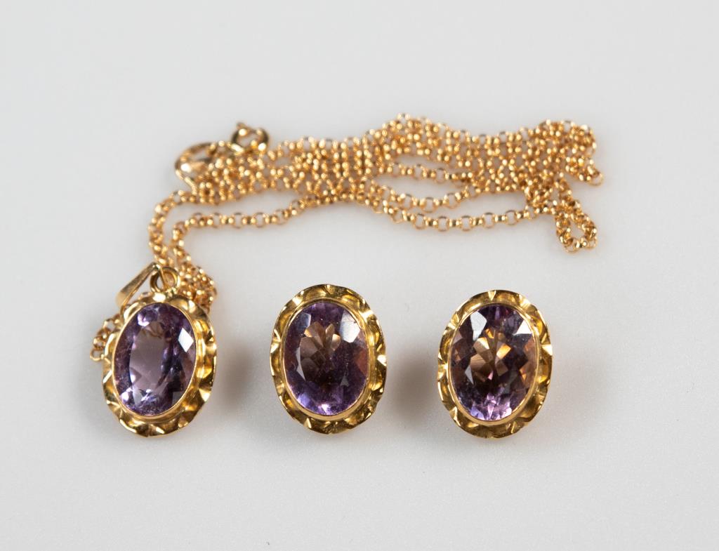 Italian 18kt Amethyst Necklace & Earrings (1 of 5)