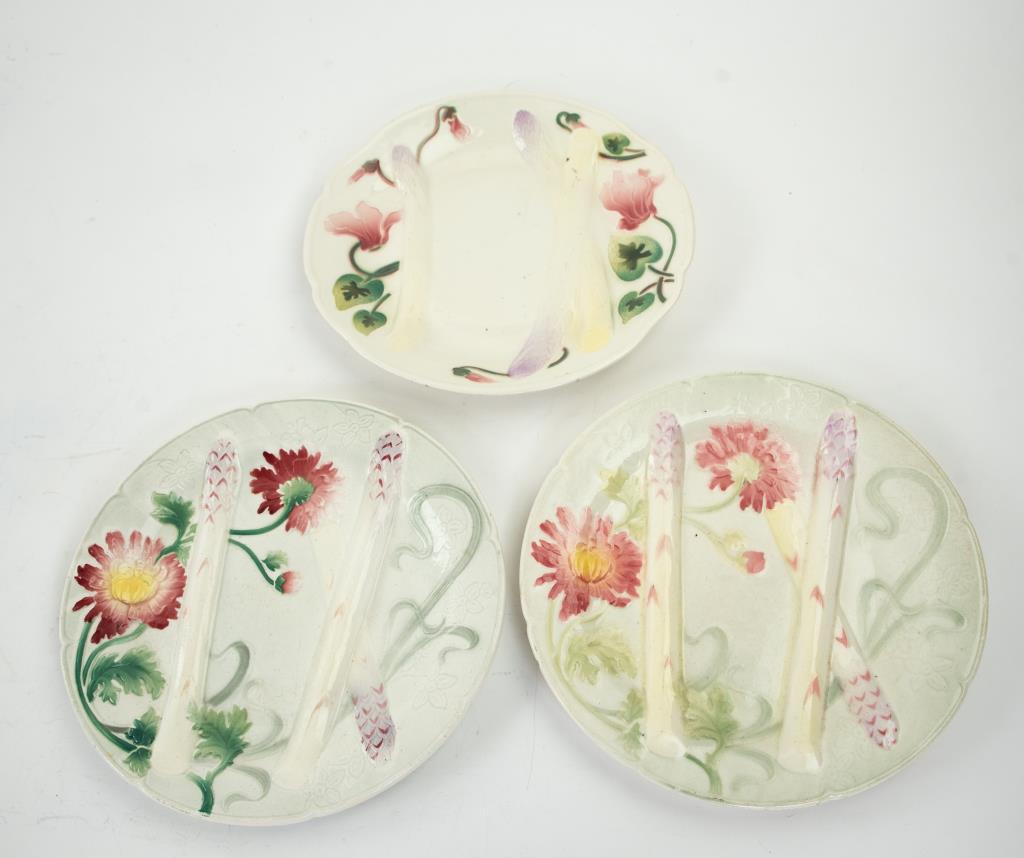 Three French Majolica Asparagus Plates (1 of 7)