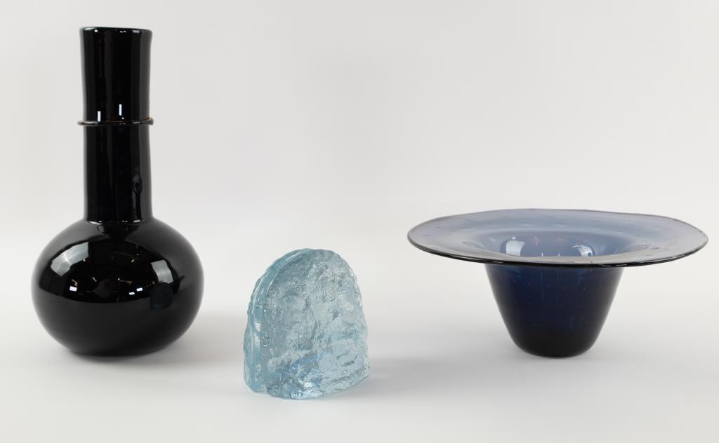 Blenko Large Bowl, Vase, Bookends (1 of 1)