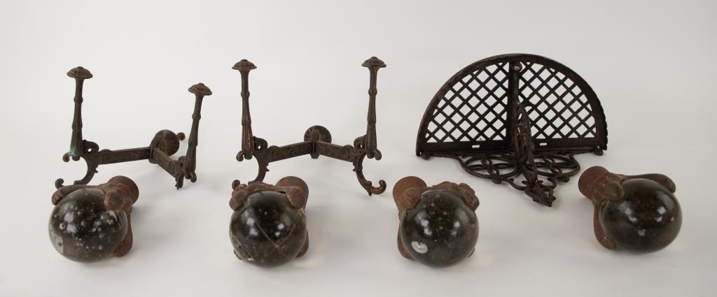 Glass Ball & Claw Feet, Cast Iron Hooks, Shelf (1 of 14)