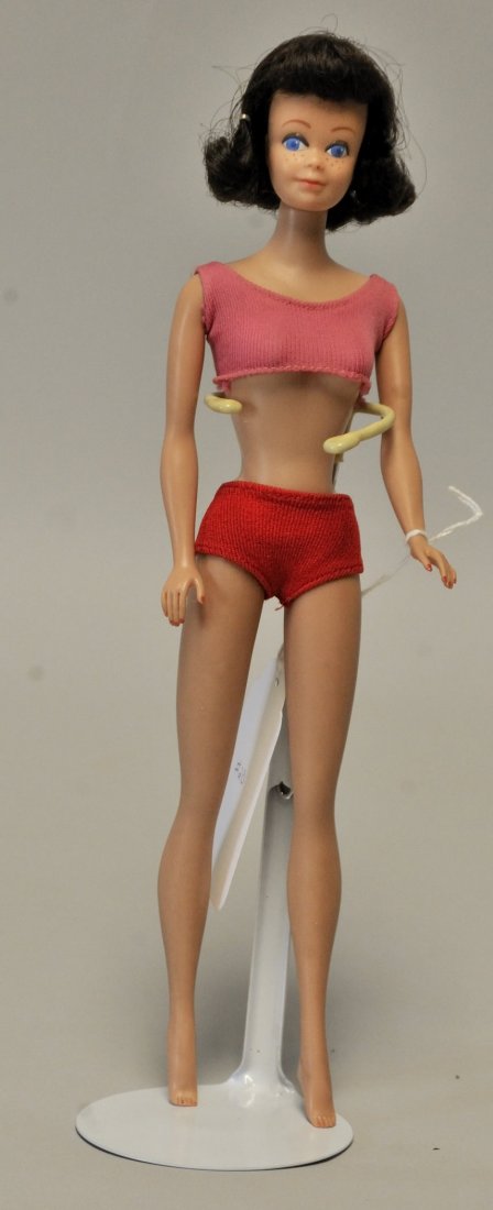 1963 Midge Doll: Brunette wearing original two-piece swimsuit