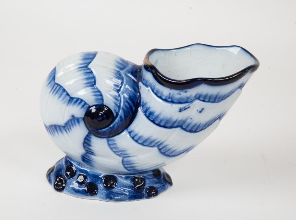 Rare Flow Blue Nautilus Shell Vase (1 of 6)