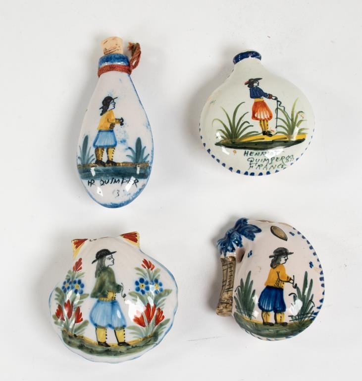 Four Quimper Faience Snuff Bottles (1 of 4)