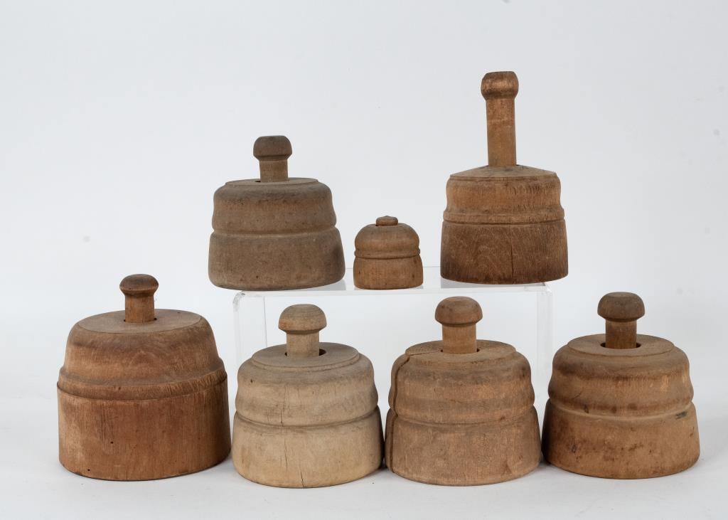7 Carved & Turned Wood Plunger Butter Molds (1 of 7)