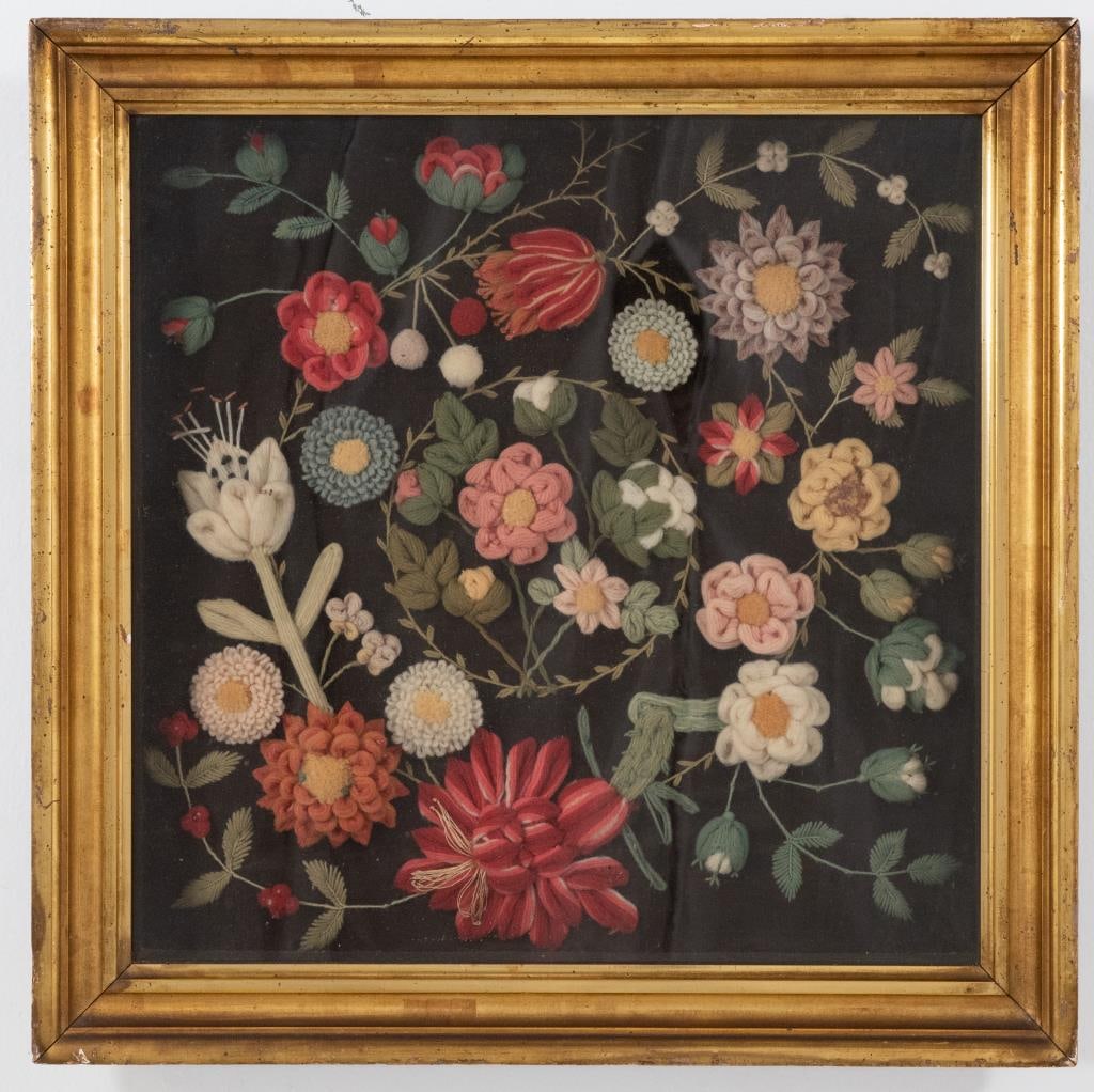 Floral Stumpwork Picture in Gilt Frame (1 of 5)