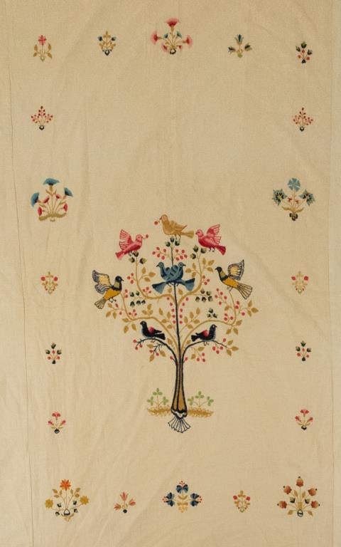 Hand Made Crewel Embroidered Coverlet (1 of 8)