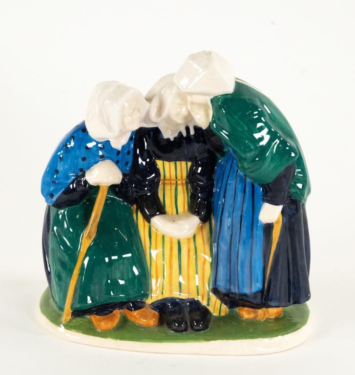 Quimper "The Three Gossips" Pottery Figure (1 of 6)