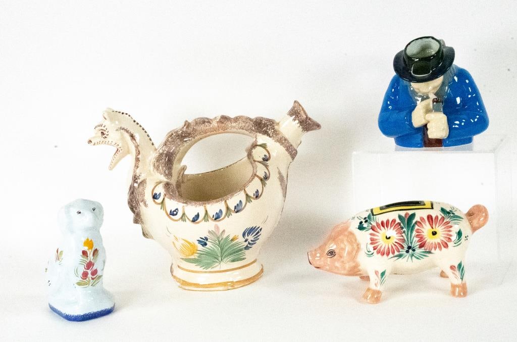 Four Quimper Faience Figural Pieces (1 of 18)