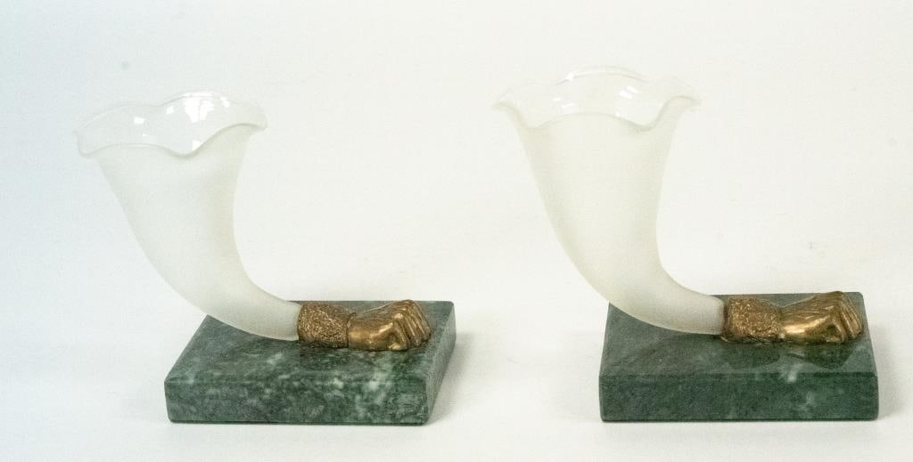 Pair of Blown Glass Cornucopia Vases (1 of 8)