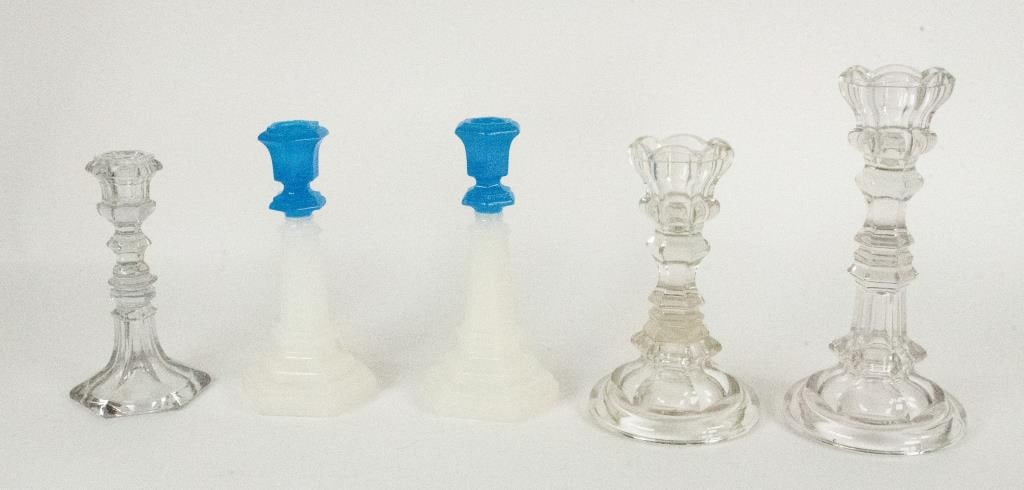 Assorted Pressed Glass Candlesticks (1 of 5)