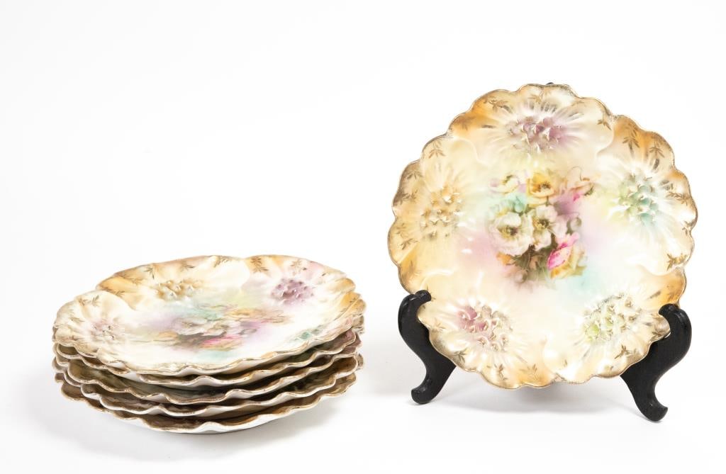 6 R.S. Prussia Sunflower Mold Dessert Plates (1 of 5)