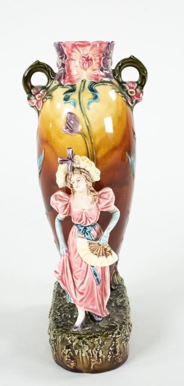 French Majolica Figural Vase (1 of 7)