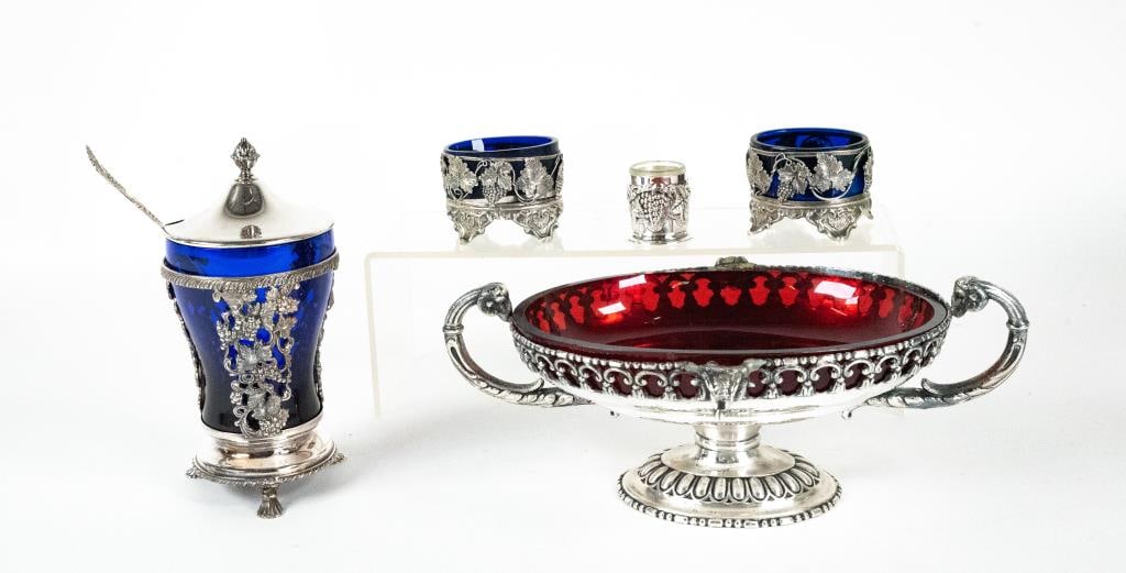 Silverplate Serving Pcs. w/ Glass Inserts (1 of 9)