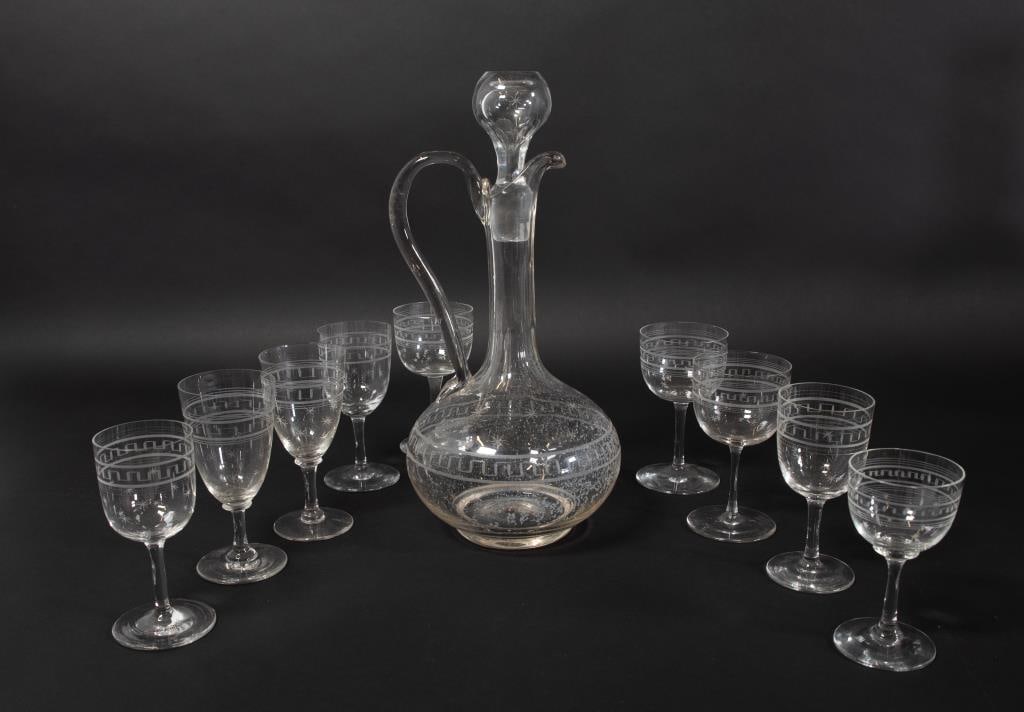 Blown & Engraved Roman Key & Star Glass (1 of 4)