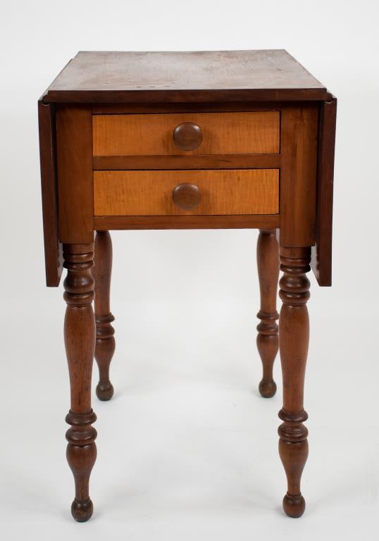 Am. Sheraton Cherry & Maple Dropleaf Table (1 of 8)