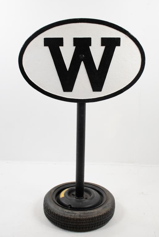 Cast Iron "W" Railroad Whistle Sign (1 of 4)