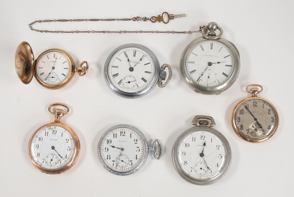 7 Elgin & Waltham Pocket Watches (1 of 6)