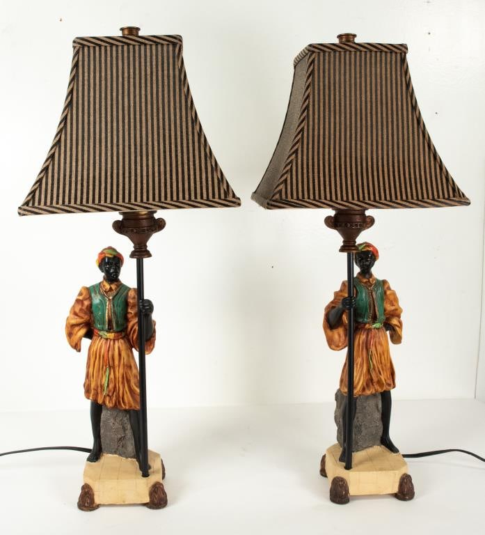 Pr. of Blackamoor Figural Lamps (1 of 9)