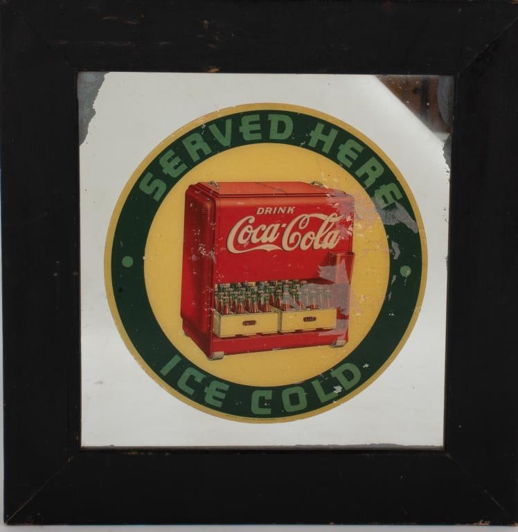 c. 1937 Coca-Cola Adv. Mirror / Window Decal (1 of 5)