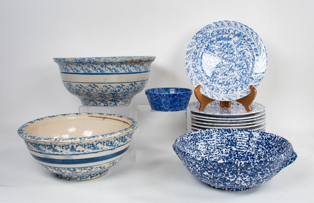 Blue & White Spongeware, Plates & Bowls (1 of 15)
