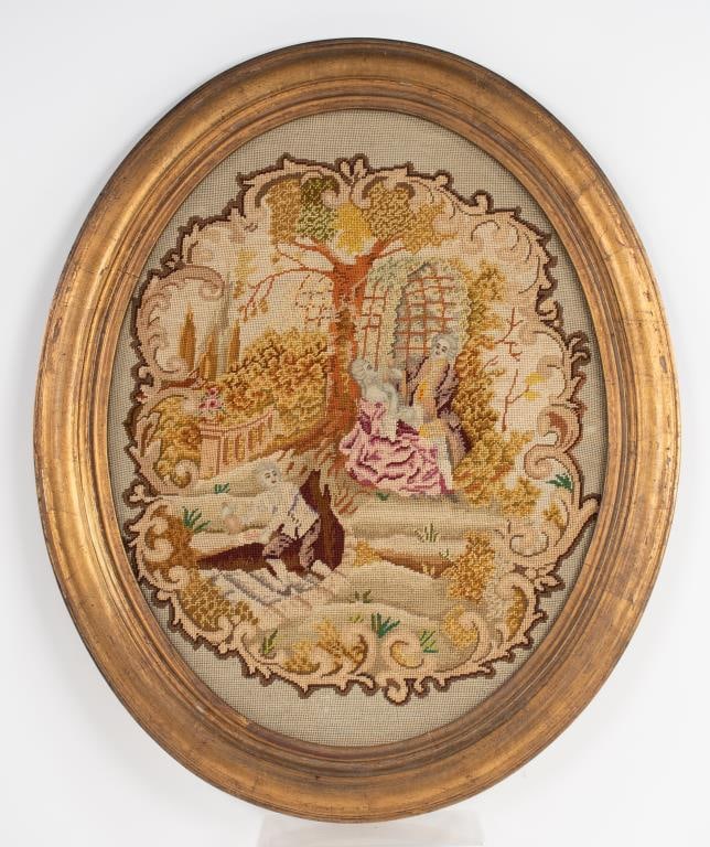 Framed 19th C. Oval Petit Point (1 of 5)