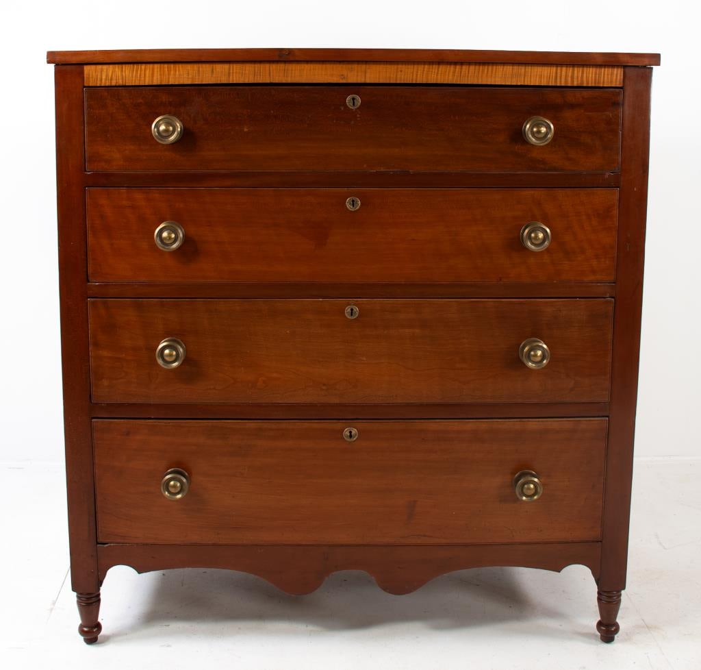 19th C. Cherry & Tiger Maple Chest of Drawers (1 of 5)