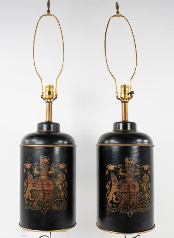 Pair of Tea Canister Tole Lamps (1 of 8)