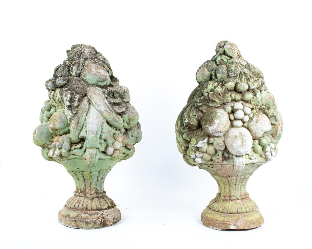 Pr. Cast Concrete Fruit Basket Garden Ornaments (1 of 9)