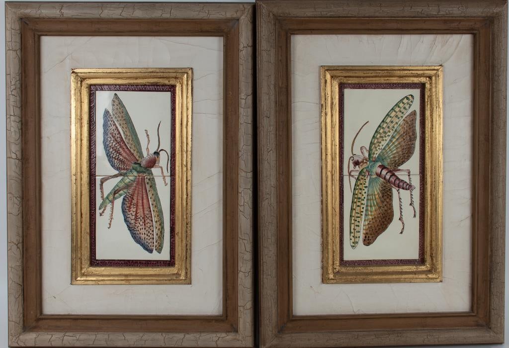 Pr. of Framed Hand Painted Dragonfly Tiles (1 of 7)