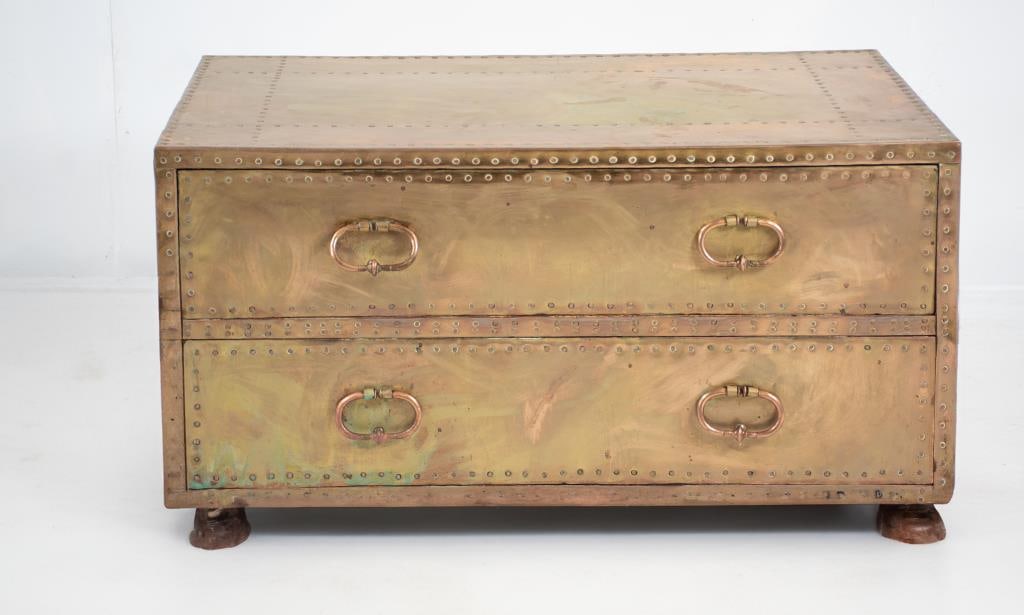 Two-Drawer Riveted Brass Chest (1 of 13)