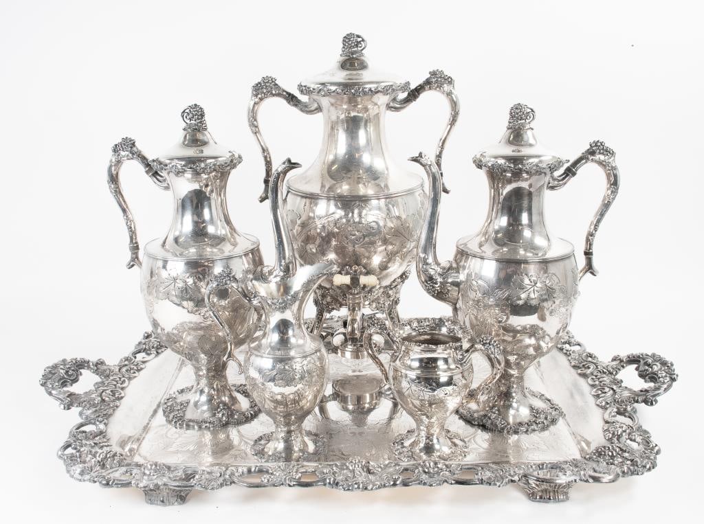 Barbour Ornate Hand Chased Silverplate Tea Set (1 of 5)