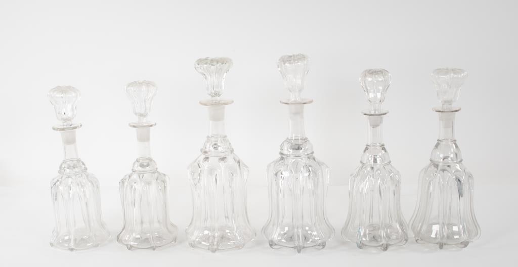 Three Near Pairs of Pillar-Molded Decanters (1 of 8)