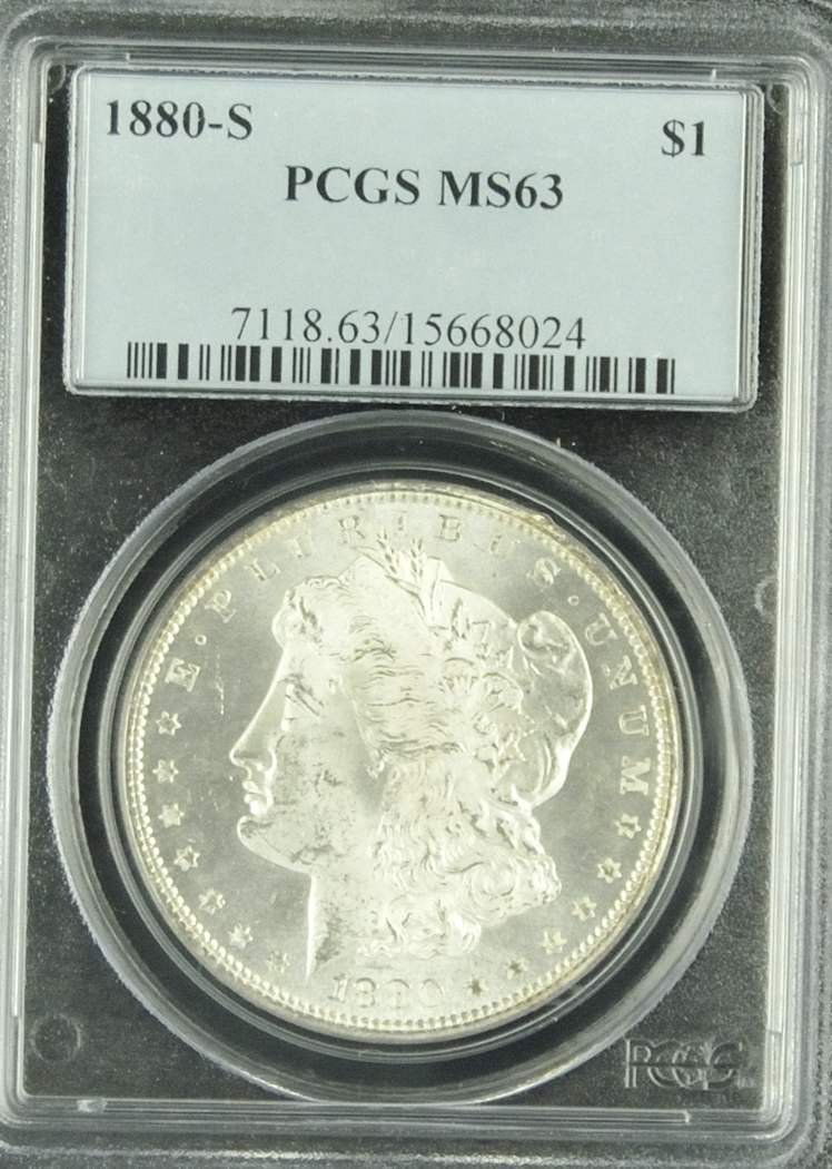 1880 Morgan Silver Dollar: Morgan Silver Dollar 1880 S MS 63 #120