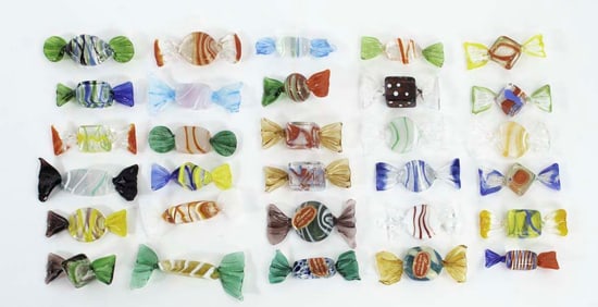 30 Pcs. Murano Art Glass Candies