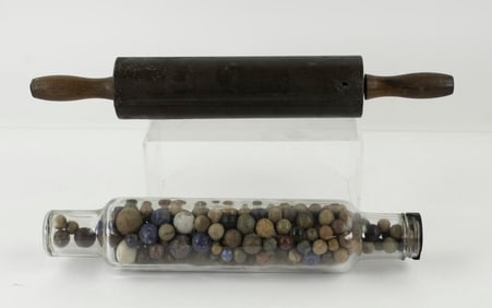Tin & Glass Rolling Pins w/ Clay Marbles