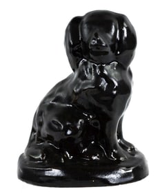Brown Glazed Stoneware Spaniel Doorstop