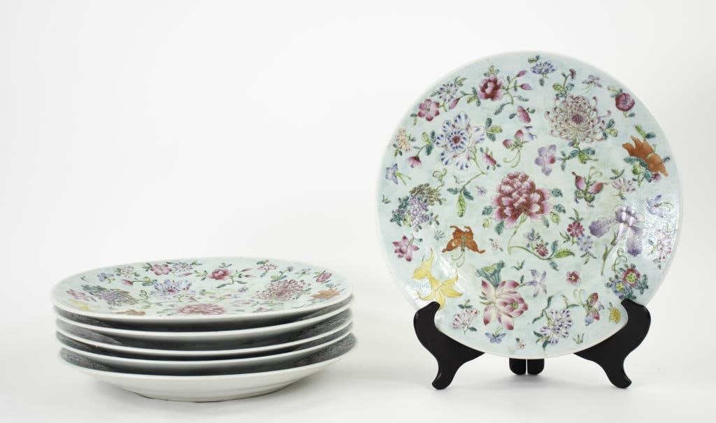 Set of 6 Guangxu Style Famille Rose Chargers (1 of 9)
