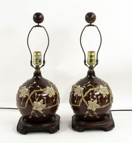 Pr. Oxblood / Sang De Boeuf Porcelain Lamps