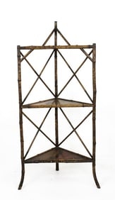 Antique Tortoiseshell Bamboo Corner Shelf