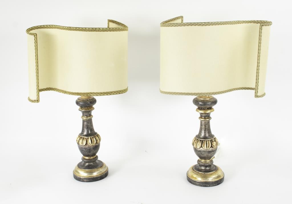 Pair of Italian Silver & Gold Leaf Lamps (1 of 8)