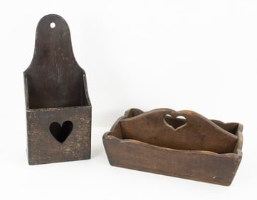 Am. Country Wall Box & Utensil Carrier w/ Hearts