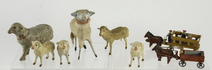 Early German Sheep & Miniature Wagons