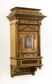 19th C. Oak & Burl Walnut Hanging Cupboard