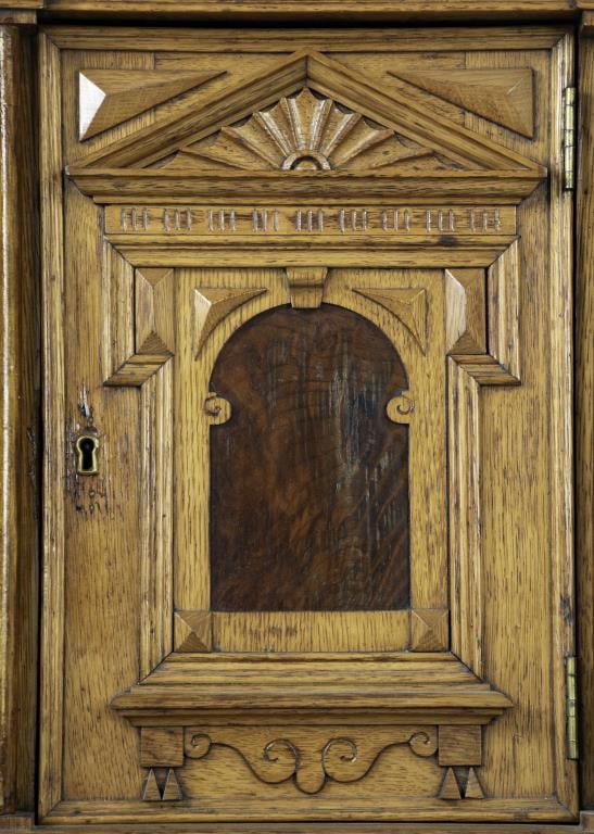 19th C. Oak & Burl Walnut Hanging Cupboard (1 of 11)