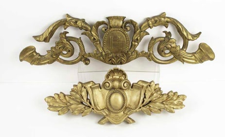 19th C. Carved Gilt Wood Plaque, Plaster Plaque