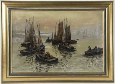 Harbor Scene, Oil on Canvas