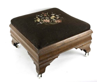 American Classical Needlepoint Footstool